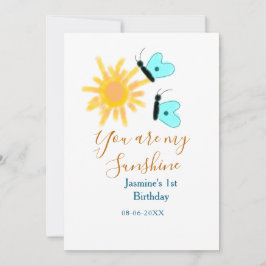 Convites Você é meu sol amarelo laranja sol azul borboleta