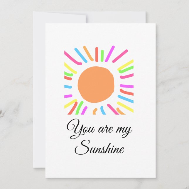 Convites você é meu sol amarelo raios de sol laranja adicio (Frente)