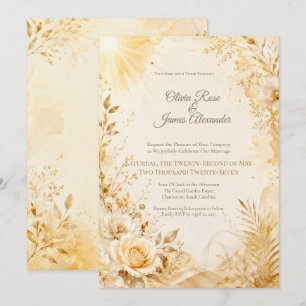 Convites Você É Meu Sol Casamento Marfim Dourado