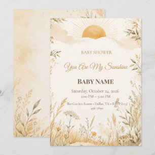 Convites Você É Meu Sol Chuva de Amor Minimal Boho
