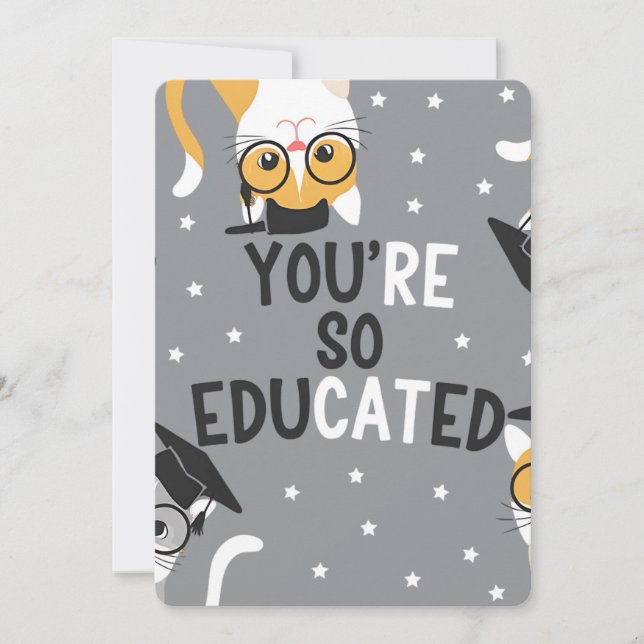 Convites Você É Muito Educado Formatura de Gato Divertido (Frente)