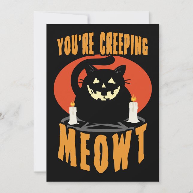 Convites Você está assustando Meowt | Arma Preta de Hallowe (Frente)