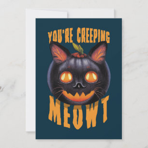 Convites Você Está Me Assustando   Gato Preto de Halloween