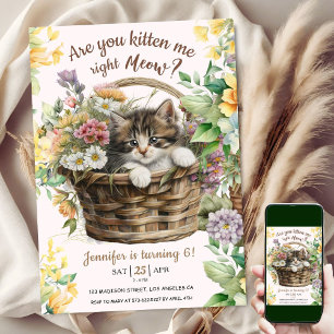 Convites Você Me Gatinha?   Garota 6 de Gato Aniversário