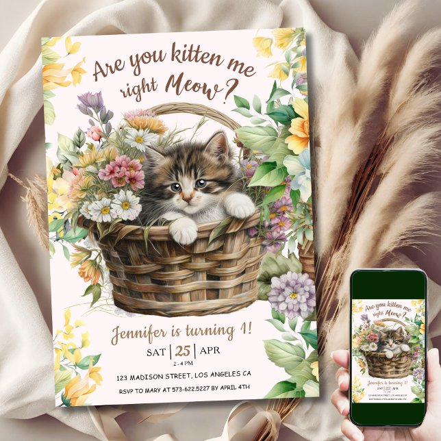 Convites Você Me Gatinha? | primeiro aniversario de Gata (Criador carregado)