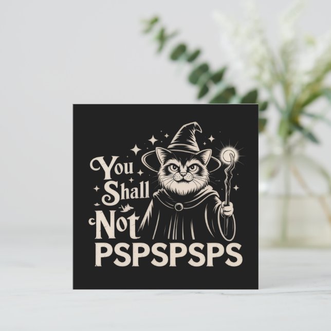 Convites Você Não Deverá PSPSPSPS Gato Engraçado Mago Pai  (Em pé/Frente)