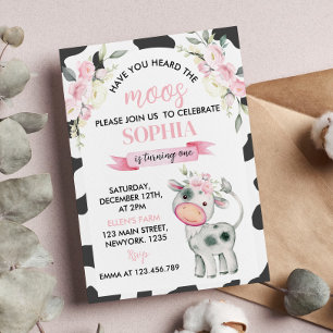 Convites Você Ouviu O primeiro aniversario Da Vaca De Moos?
