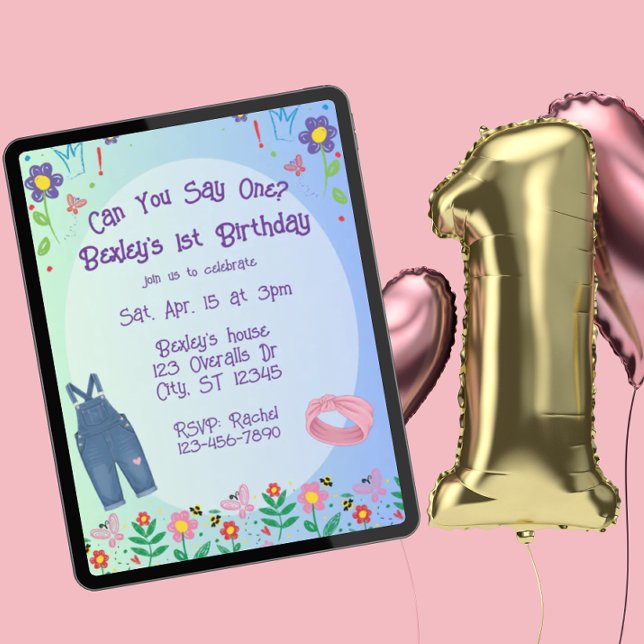 Convites Você Pode Dizer Um, Macacão & Desenhos Aniversário (Criador carregado)