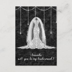 Convites Você quer Bridesmaid Black White Vress TrainDiamon