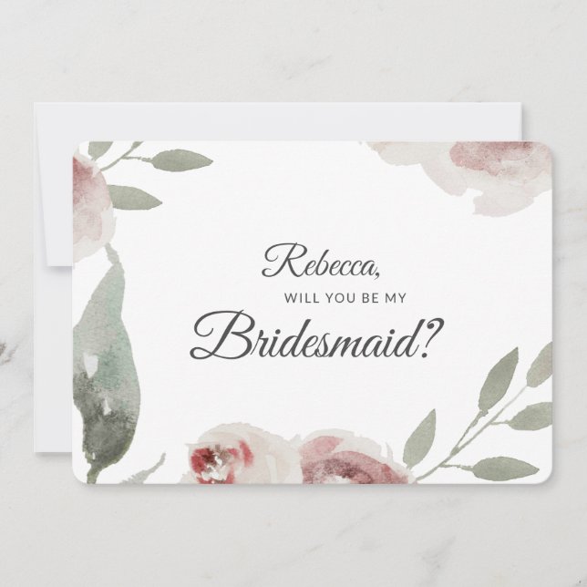 Convites Você será a minha Bridesmaid Watercolor Eucalyptus (Frente)