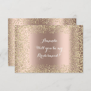 Convites Você Será A Minha Colega De Bridesmaid Rosa Dourad