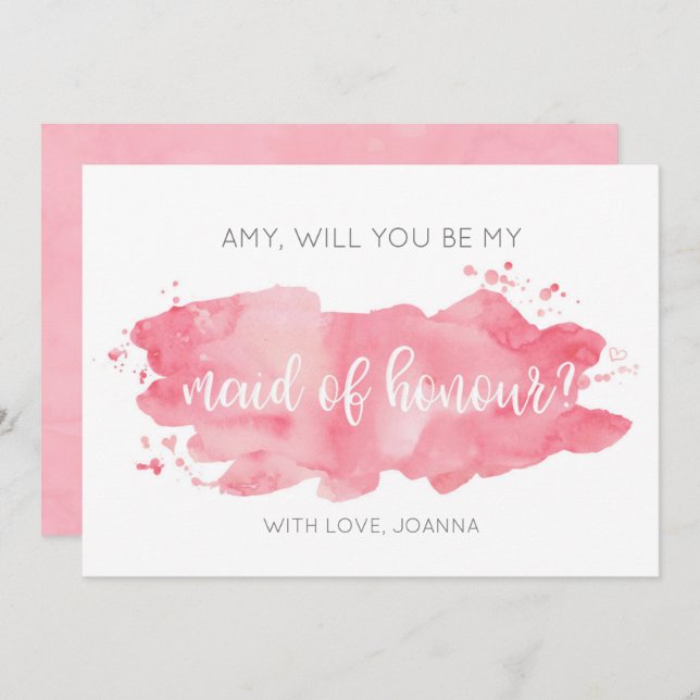 Convites Você Será A Minha Placa De Cor D'Água Da Madrinha  (Frente/Verso)