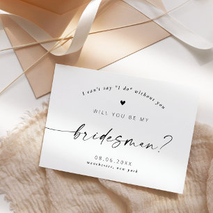 Convites Você será meu Bridesman Roteiro Moderno Elegante