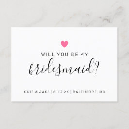 Convites Você Será Meu Coração Rosa Escuro Da Bridesmaid?