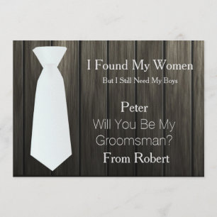 Convites Você será meu laço branco do padrinho de casamento