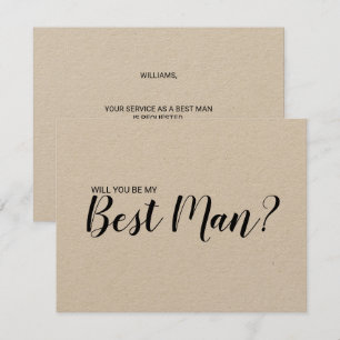Convites Você Será Meu Melhor Homem? Papel Kraft com scri