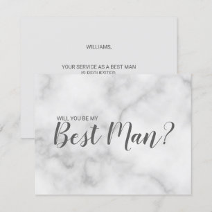 Convites Você Será Meu Melhor Homem? Script Marble Elegan