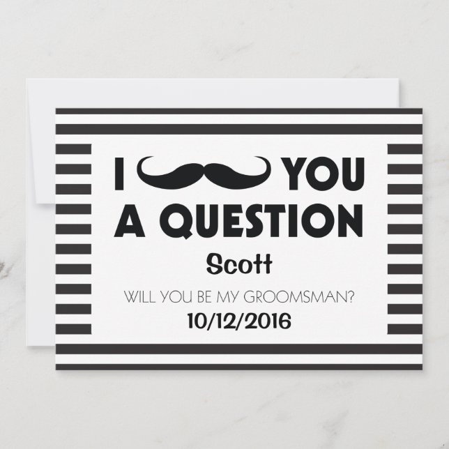 Convites Você Será Meu Padrinho Bigode Listras Pretas (Frente)