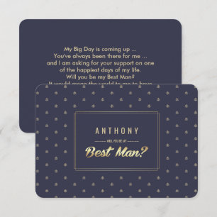 Convites Você será meu padrinho? Casamento Navy Blue Gold