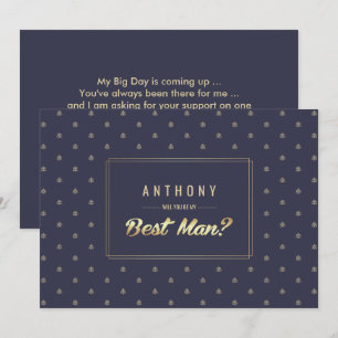 Convites Você será meu padrinho? Casamento Navy Blue Gold