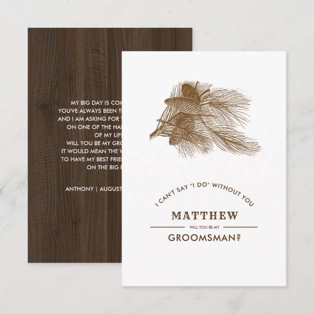 Convites Você será meu Padrinho de casamento? Barn Wood Rus (Frente/Verso)