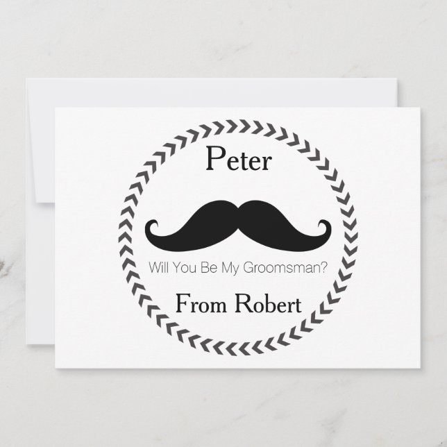 Convites Você Será Meu Padrinho de casamento Bigode Negro (Frente)