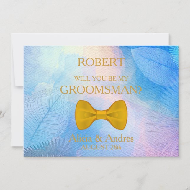 Convites Você será meu Padrinho de casamento com o Dourado  (Frente)