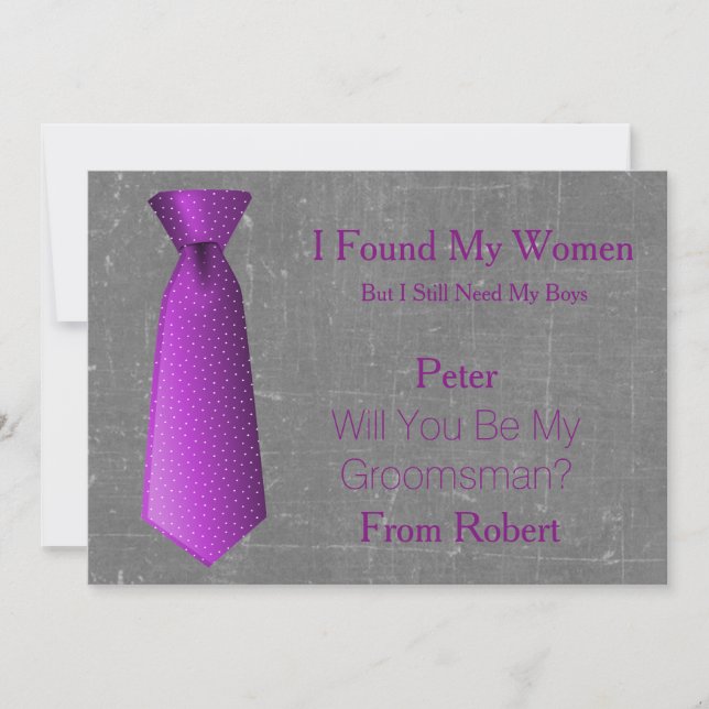 Convites Você Será Meu Padrinho de casamento Roxo E Branco? (Frente)