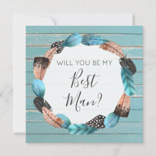 Convites Você Será Meu Padrinho de Casamento Rústico Boho P
