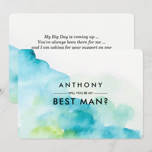 Convites Você será meu padrinho? Modern Watercolor (Frente/Verso)