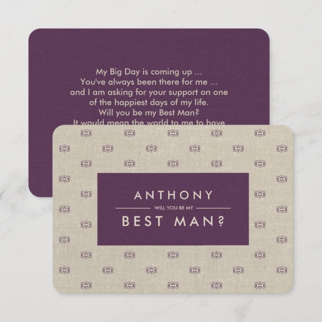 Convites Você será meu padrinho? Padrão de bege de ameixa (Frente/Verso)