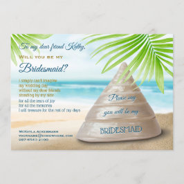 Convites Você Será Minha Bridesmaid Beach Wedding Seashell?