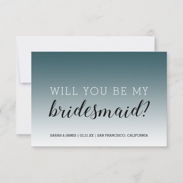 Convites Você Será Minha Bridesmaid Emerald Ombre? (Frente)