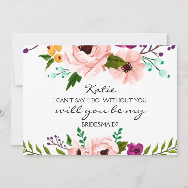 Convites Você Será Minha Bridesmaid Floral? (Frente)