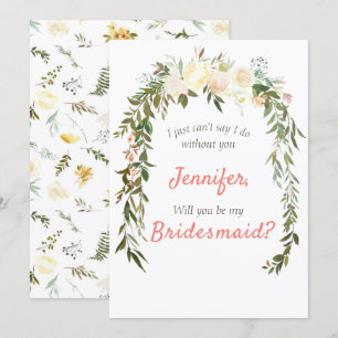Convites Você Será Minha Bridesmaid Floral Ivory Coral?