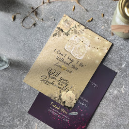 Convites Você Será Minha Bridesmaid Floral Mason Jar Lights