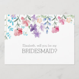 Convites Você Será Minha Bridesmaid Floral Watercolor