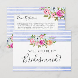 Convites Você Será Minha Bridesmaid Moderna Floral Strips?