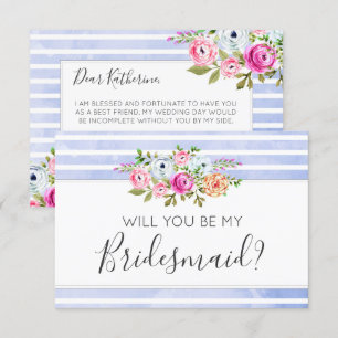 Convites Você Será Minha Bridesmaid Moderna Floral Strips?