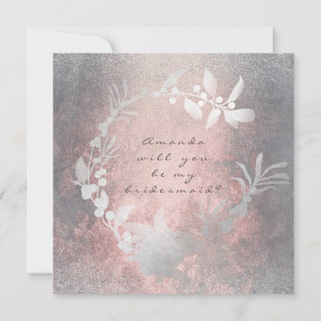 Convites Você Será Minha Cinza De Bridesmaid Pink Grungy Wr (Frente)