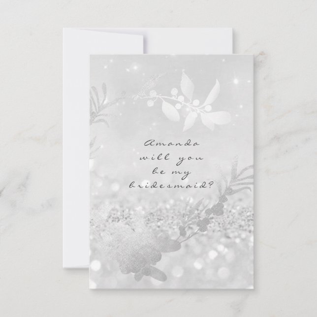 Convites Você Será Minha Cinza De Bridesmaid Prata Wreath V (Frente)