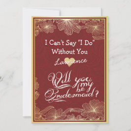 Convites Você Será Minha Colega De Bridesmaid Elegante Red 