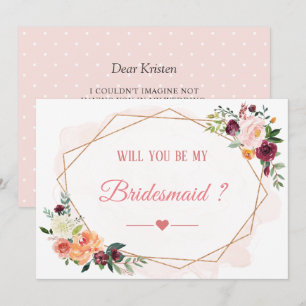 Convites Você Será Minha Colega De Bridesmaid Modern Bloo