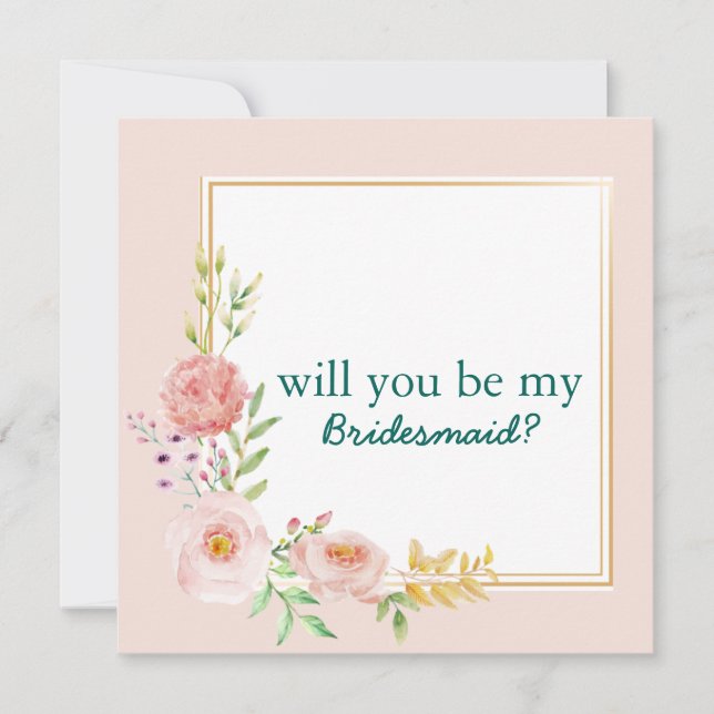 Convites Você Será Minha Colorida De Bridesmaid Padrão Flor (Frente)