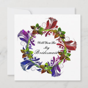 Convites Você Será Minha Colorida De Bridesmaid Padrão Flor