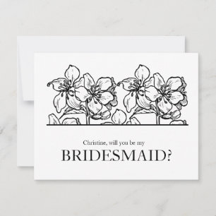 Convites Você será minha dama de Bridesmaid Black and White