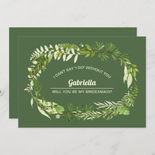 Convites Você será minha dama de Bridesmaid? Botânica Verde