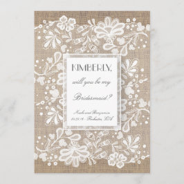 Convites Você será minha dama de Bridesmaid Burlap e Casame