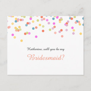 Convites Você será minha dama de Bridesmaid Festiva Confett