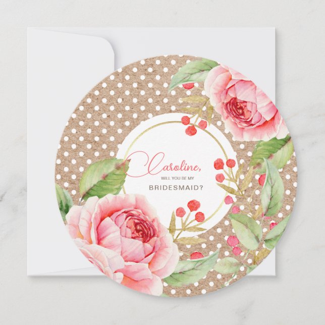 Convites Você será minha dama de Bridesmaid? Flores de Aqua (Frente)